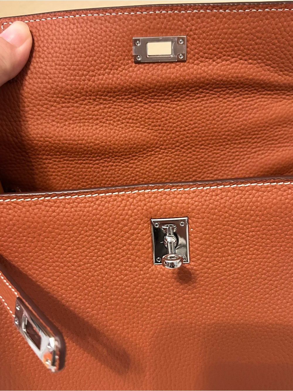 25cm Caramel Brown Top-Handle Leather Satchel - Picture 10 of 11